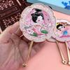 Round Handheld Makeup Mirror Cartoon Pocket Mirror Retro Metal Cosmetic Mirror  For Home
