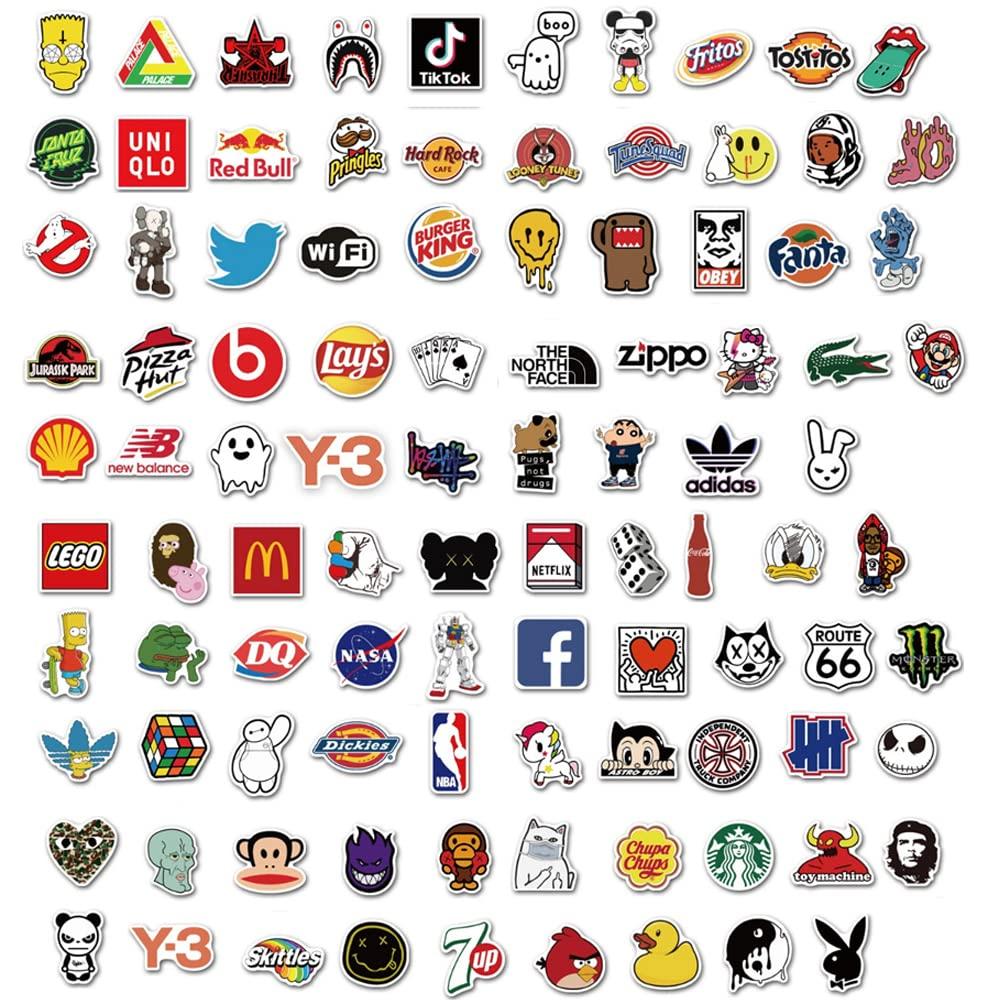 KRGNPLE 101 Sheets Waterproof Stickers Paper Notebook Bike Suitcase Stickers Helmet Laptop Waterproof Cute Doodle Stickers