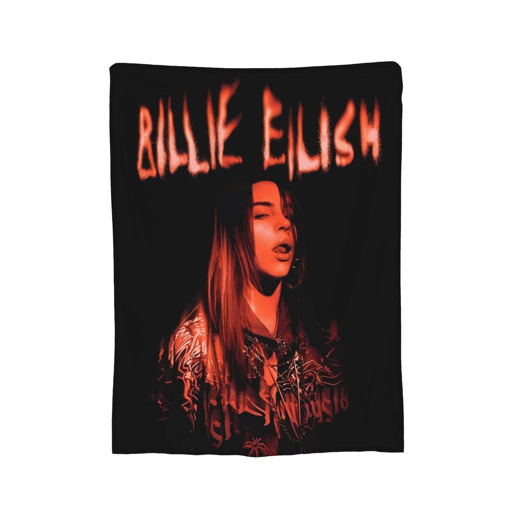 Плед из флиса с изображением известной певицы B-Billie-Girl E-Eilish, легкий, для дивана или кресла.