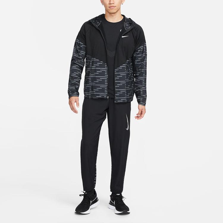 Nike Мужская худи с капюшоном для бега и тренировок, полосатая, с цветовыми блоками, черная DD6103-010