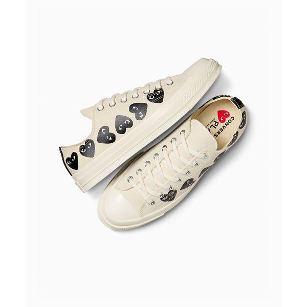 Comme des Garçons PLAY x Converse Chuck 70 Low Multi Heart - Молочный Черный Унисекс Кроссовки Кремовый Белый A08150C