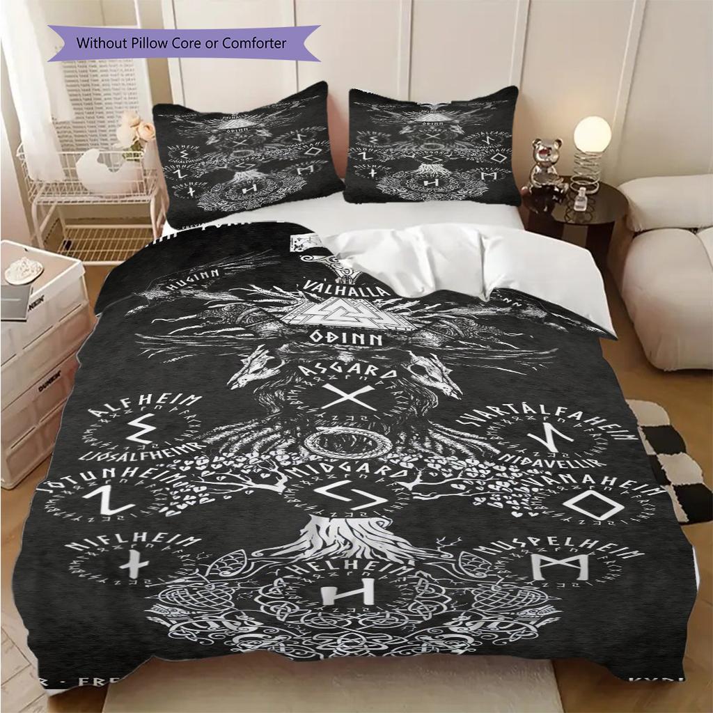Dark Mystic Symbols Set Threepiece Set 1 Duvet Cover 2 Pillowcase Without Core Bedding Set Soft And Comfortable Christmas Birthday Gift