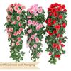Faux Rose Vine Wall Hanging Decoration: Green Plant Art for Living Room, Indoor Ceiling or Pipe Décor