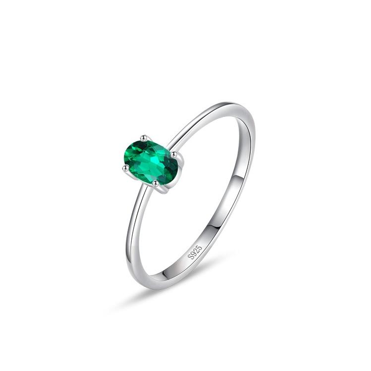 Ada Jewelry Joyas Серебро 925 Простое Дизайн Стерлинговое Серебро Зеленый Цирконий Женское Тонкое Кольцо Оптом