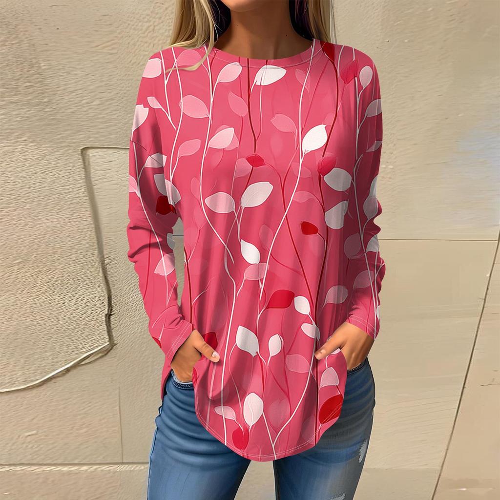 Футболки женские осенние повседневные рубашки с длинным рукавом толстовка винтажный графический принт топ пуловер ко Дню святого Валентина