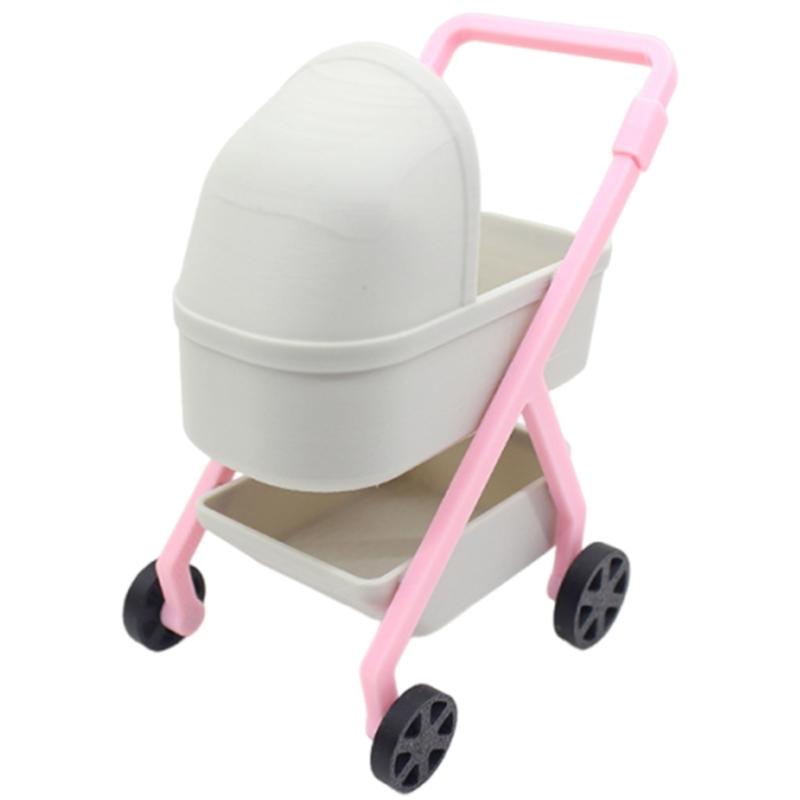 1/12 Doll House Baby Stroller Model Figurine Doll House Nursery Room Decoration Scene Display Accessory for Craft Model