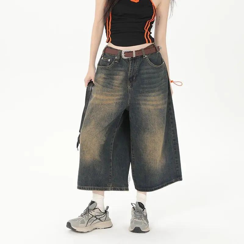 Vintage Loose Jorts Jeans Y2k Streetwear Oversize Shorts Denim Pants Korean Baggy Grunge Trouser Summer Neutral