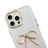 For iPhone 16 Pro Max Case Gold Bow Epoxy Design TPU+PC Phone Back Cover