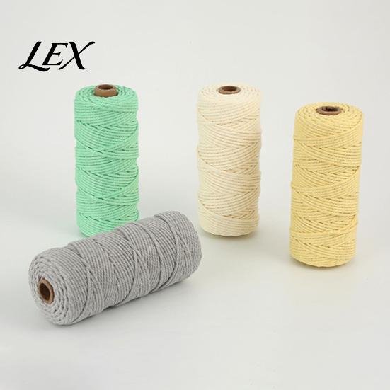 Natural Cotton Yarn for Knitting 3mm Cord, 109 Yards Twisted Craft Colored Durable String Crochet Making Tapestry, Hand Braiding, DIY Crafts Crafting