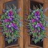 Tulips Wreath for Front Door Spring Artificial Flower Wreath with Hyacinths Hydrangeas Lavenders Wall Hangings Decorations
