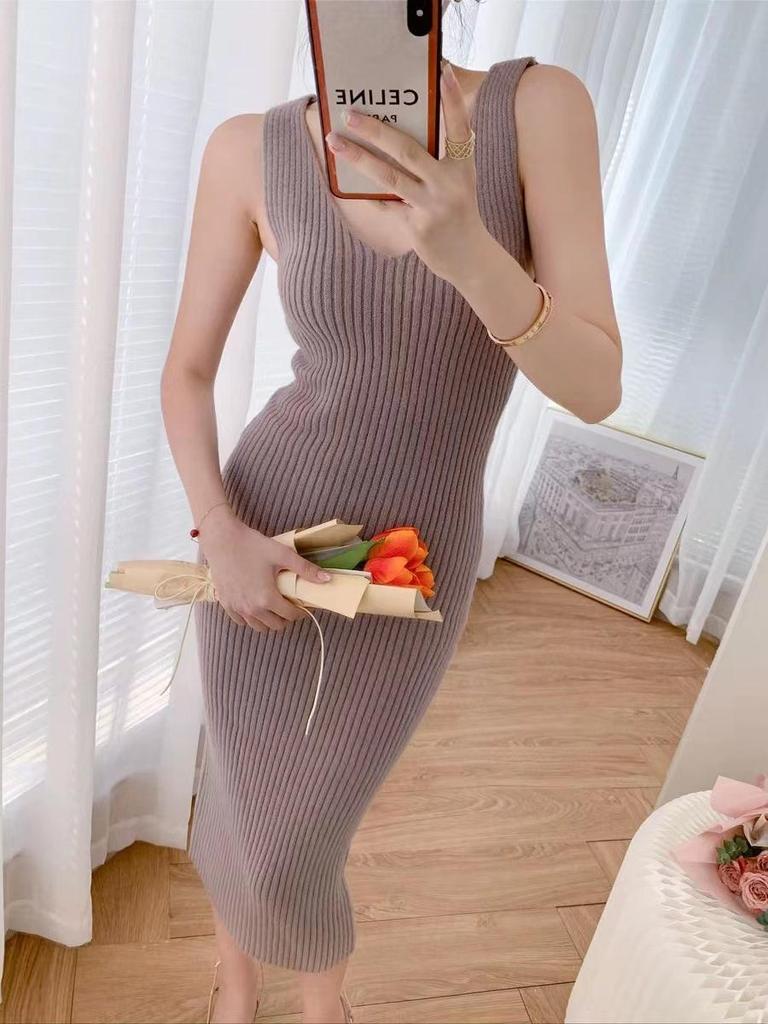 Ayollar Qishki 2 ta Paket Uzun Bodycon Sviter Ko'ylak