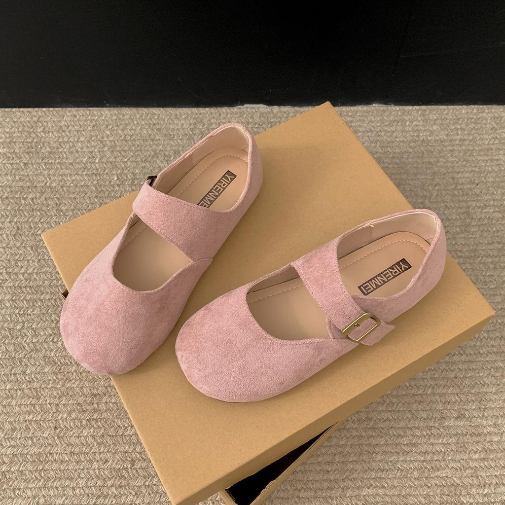 Yellow with Skirt French Flat-bottomed Shallow-mouth Single Shoes Women's 2025 New Autumn Retro Versatile Soft-soled Mary Jane Shoes