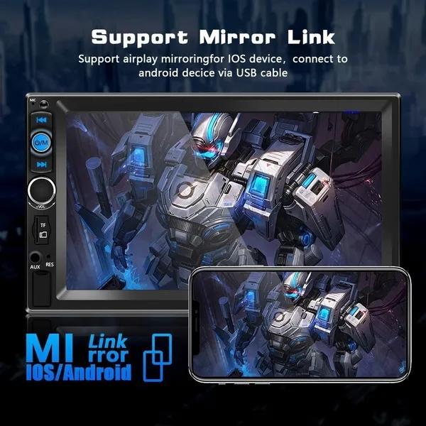 2 Din Car Multimedia Player Audio Stereo Radio 7" HD MP5 Touch Screen Digital Display Bluetooth USB FM Autoradio