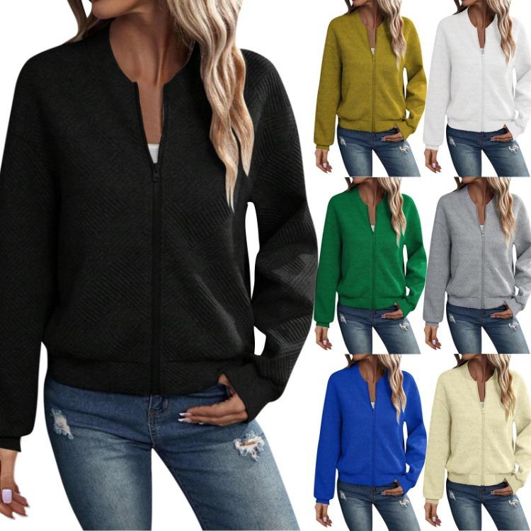 Women Loose Casual Lightweight Long Sleeve Full Zipper Sweatshirts Jackets Coat Outwear