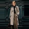 ELLE Высококачественное двубортное пальто женское в французском стиле с воротником, теплое, средней длины, хаки-зеленое EN49678