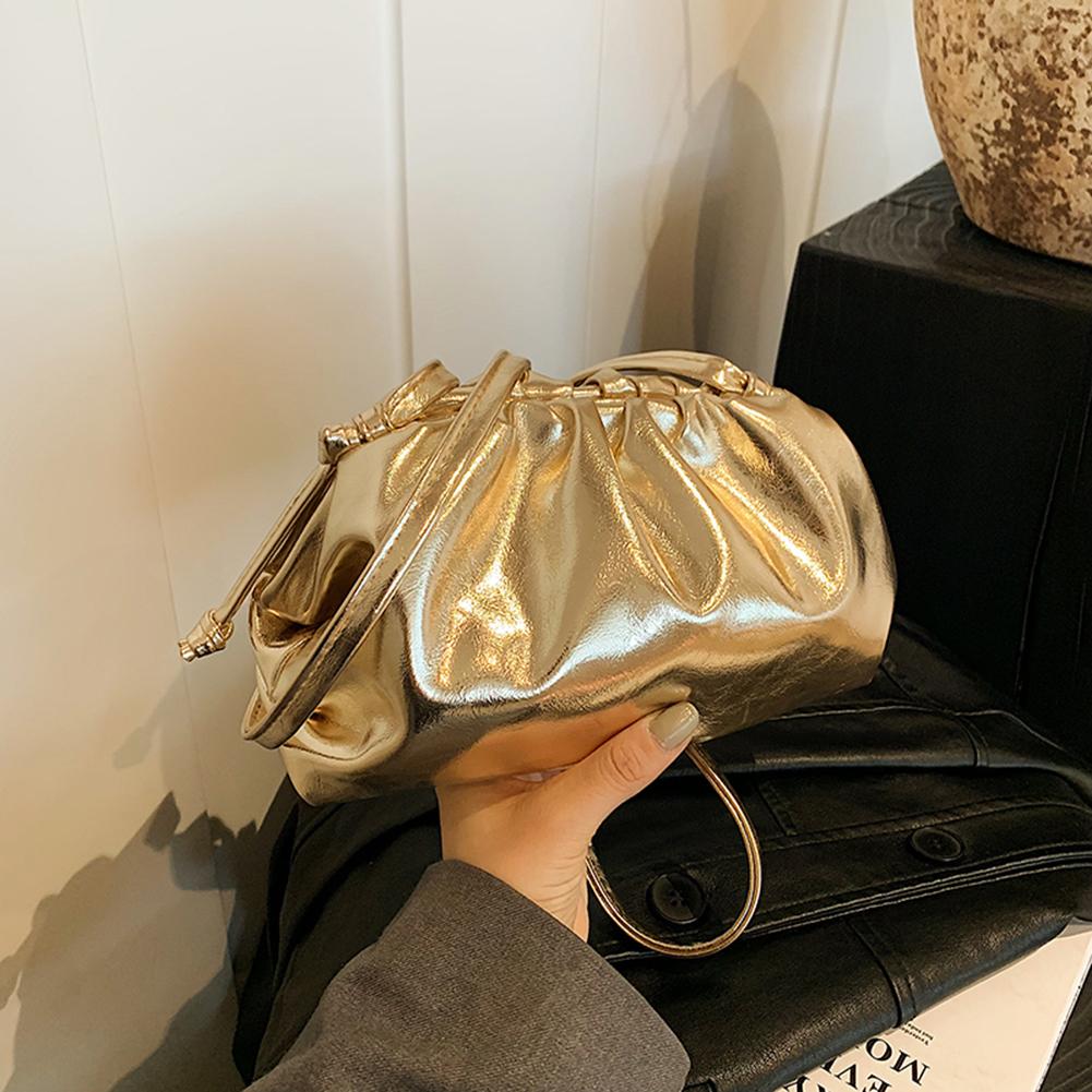 Плиссированная женская сумка-пельмень из ПУ кожи, элегантный банкетный клатч, присборенная однотонная модная вечерняя сумка, женская свадебная шикарная сумка-хобо