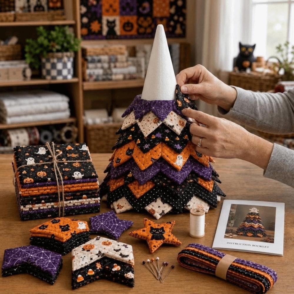 Eco-friendly DIY Craft Kit Complete Set Hand-Made Decor Gifts Quilted Fabric Tree Christmas Tree