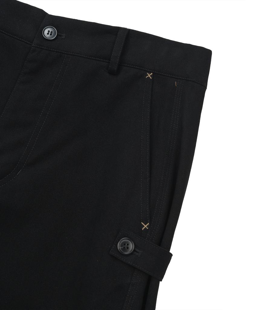LMR Check Applique Roll-Up Two-Way Balloon Pants Black
