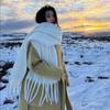 Soft Winter Cashmere Scarf Solid Color Warm Long Tassel Scarves Mohair Thickened Wrap Shawls For Women Girls