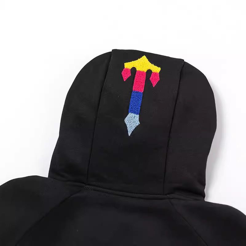 Unisex Hooded Sweatshirt Set Cotton Blend Casual Streetwear Winter Outfit Rainbow Embroidery