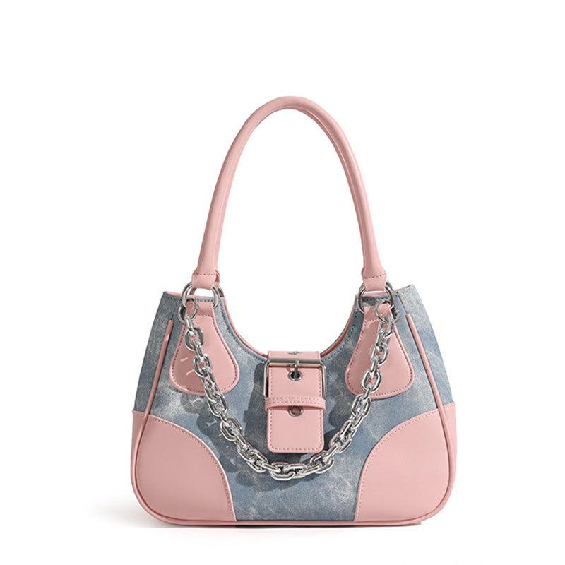 Преппи Стиль Крутая Девушка Металлическая Цепь Панк Мотоциклетная Сумка Кроссбоди На Плечо Сумка Почтальон Сплетенная Ткань Винтажная Холщовая PU Сумка