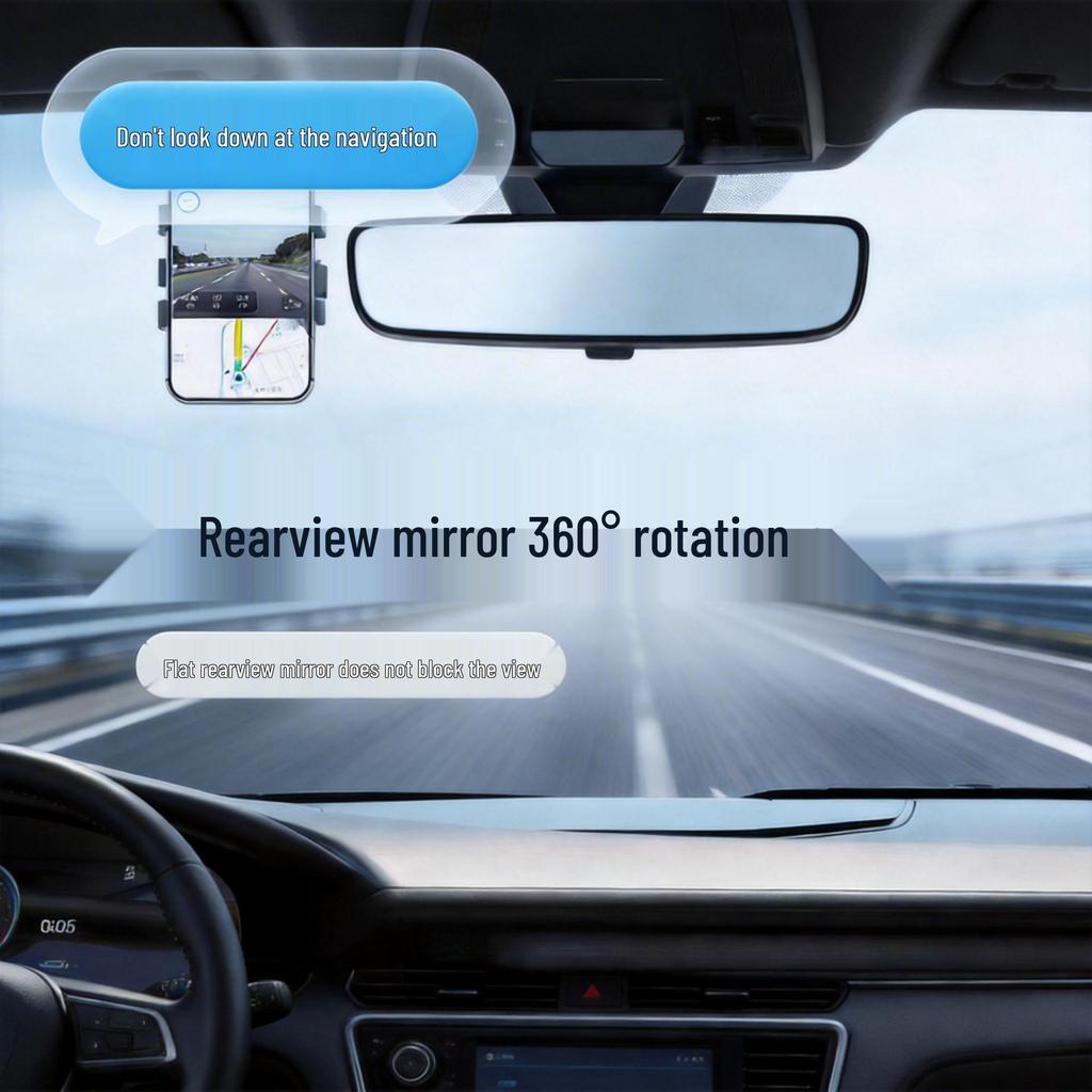 Universal Car Rearview Mirror Phone Holder - Anti-Shake, Anti-Vibration, Stable & Portable for Navigation