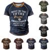 Men's Raglan T-shirt Retro Short Sleeve Round Neck Letter Printing Tops