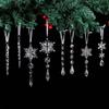 18pcs Crystal Snowflake Christmas Tree Ornaments Clear Icicle Water Drop Decoration For Xmas Winter Party Acrylic Ice Pendants