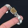 Radiant Landscape Jasper Stone Ethnic Flower New Bangle Bracelet Sterling Silver