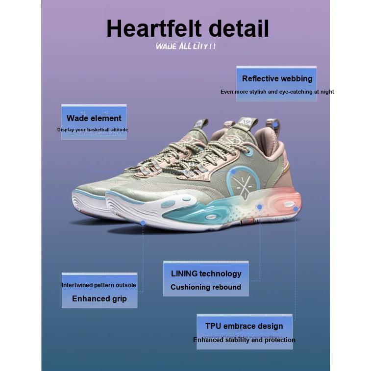 Баскетбольные кроссовки Li Ning All City 12 Beng Technology Low Top для детей, баскетбольные кроссовки для детей, коричневые YKBU032-7