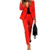 Women's Solid Color Two-Piece Suit Set, Business Casual Blazer with Trousers for Office Commute, Professional Workwear Coord for Modern Workplace