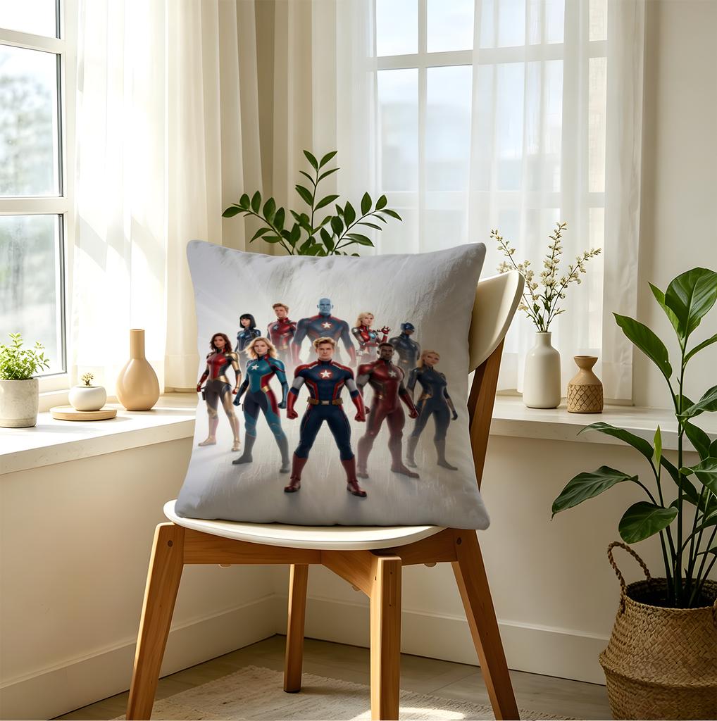 Throw Pillow Cushion Accent Pillow Includes Pillow Core 18.18 Inch Super Hero Team Print Soft Fabric For Sofa Bedroom Car