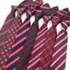 Wine Red Hand-stitched Silk Jacquard Tie for Men's Wedding
