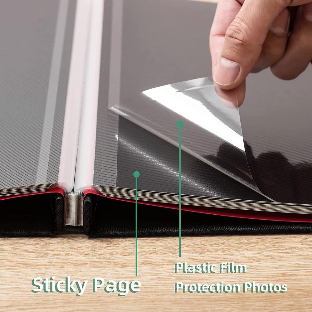 Самоклеящийся альбом для вырезок, магнитный альбом, альбом для вырезок «сделай сам», 10,6x11 дюймов, 20 листов, черные липкие страницы, льняная обложка, альбом «сделай сам»