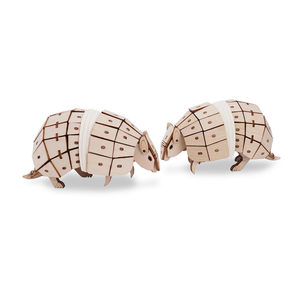 Tsukurun 3D Wood Puzzle with Japanese Instructions Species desu® (Endangered Series Armadillo)