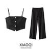 2024 Summer New Fashion Style Women's Clothing Sexy Style Silm Blended Spaghetti-Strap Camisole Top Pants 4387120