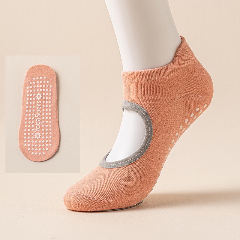 Женские нескользящие силиконовые носки для йоги и пилатеса - Дышащие, Влагоотводящие, С открытой пяткой
