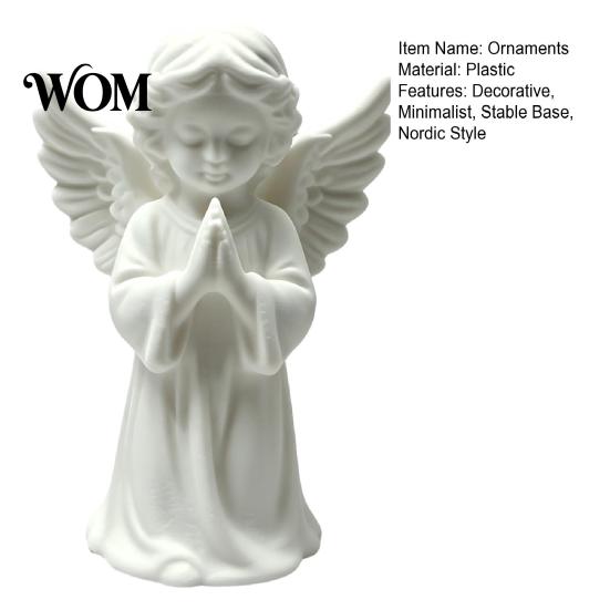 Praying Angel 3D Print Sculpture Printed Statue, Elegant Matte White Cherub Figurine with Detailed Waterproof Anti-fade Figure Wings, Durable