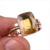 Natural Citrine Gemstone 925 Solid Sterling Silver Two Tone Ring Size 8.5 c8H98