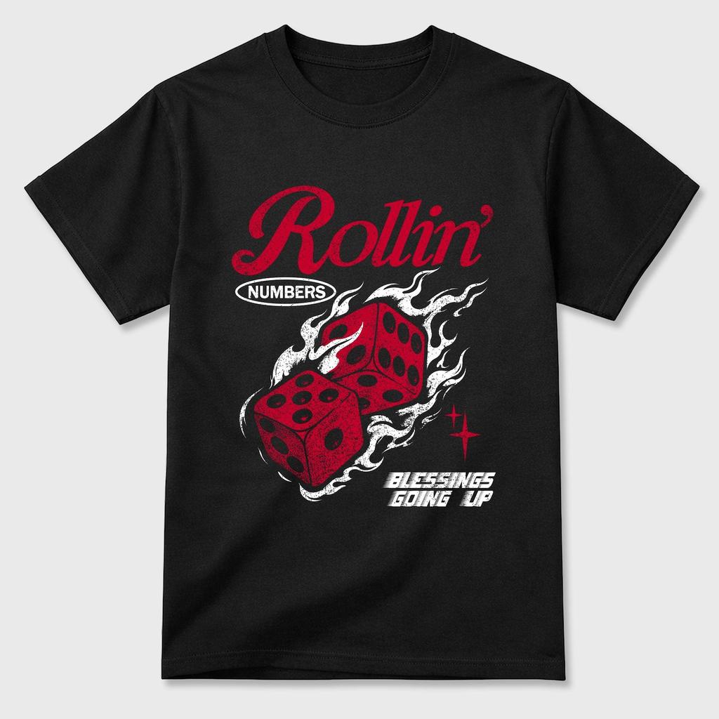 Rollin Numbers graphic tee. Streetwear Brand Graphic T-Shirt. AJ1 Low OG Banned