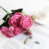 30cm Rose Pink Silk Bouquet Peony Artificial Flowers 5 Big Heads 4 Small Bud Bride Wedding Home Decoration Fake Flowers Faux