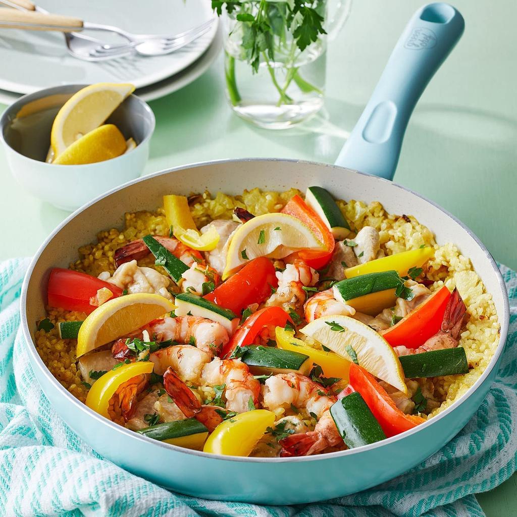 Greenpan Green Chef Frying IH Ceramic Inside and Easy To No Harmful Earth Mint Green Pan, 26cm, Compatible, Processing, Non-stick Outside, Clean,