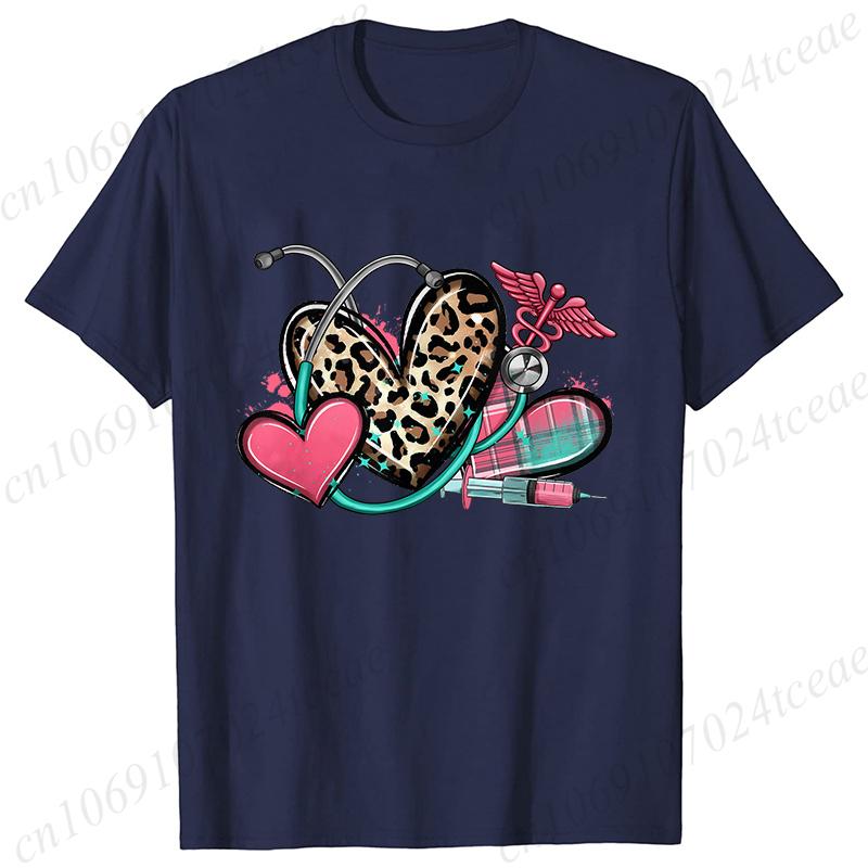 New Women T Shirt Pullover Oversize Valentines Day Love Nurse Print T-Shirt Casual Short Sleeve Women T-Shirt Nurse Tees Gifts