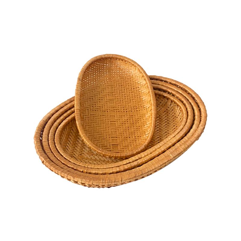 1 шт. плетеная вручную практичная емкость для сбора капель, вместительная полка для десертов, кухонные принадлежности, фруктовая тарелка, ротанговая корзина для хранения, плетеный поднос