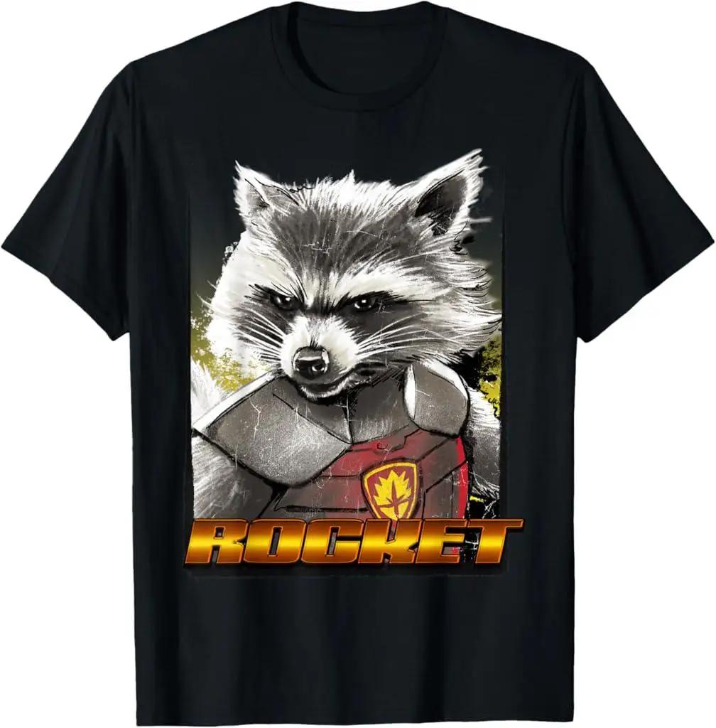 Rocket Raccoon pattern Tshirt highquality pure cotton round neck perfect for fans casual wear