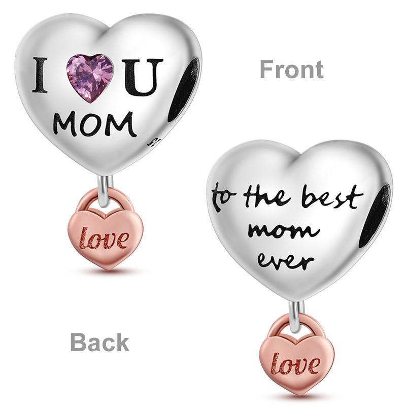 100% серебряный подарок матери 925 пробы бусина-шарм мама любовь счастливая семья подвеска подходит оригинальный браслет ожерелье DIY ювелирные изделия