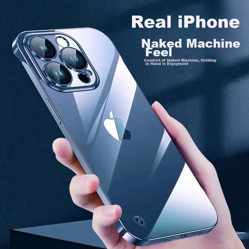 With Built-In Lens ProtectorPhone Case for IPhone 12 Pro Max, Borderless Full Lens Protection, Fully Transparent, Ultra-Thin, Shockproof