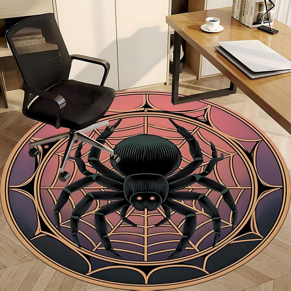 1PC Spider Web Office Round Area Rug, Mat Suitable For Office, Under Office Chairs Bedroom Living Room Home Decor, Room Deco