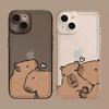 Чехол для телефона с милым мультяшным капибарой для Iphone 12 13 11 14 15 Pro Max X XS MAX XR 7 8Plus SE2, мягкий чехол с забавной парой животных, чехлы