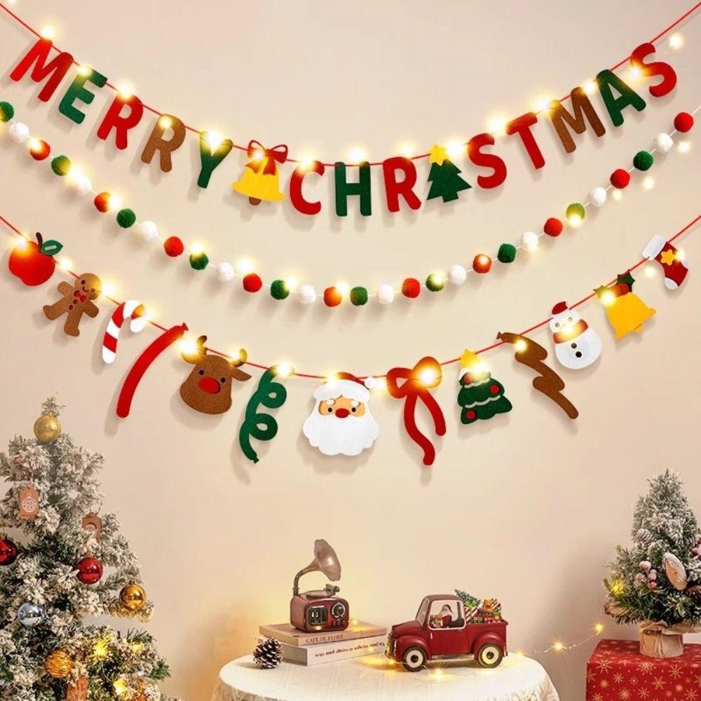 Festive Garland Merry Christmas Decor Felt Material Garland Christmas Ornaments  Christmas Party